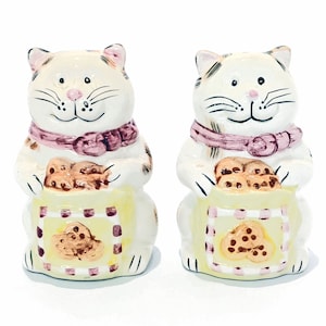 Cat Salt Pepper Cats Ceramic Calico Cats Cookies Novelty Cat Lovers Gift Collectible Vintage Large Cat Table Shakers