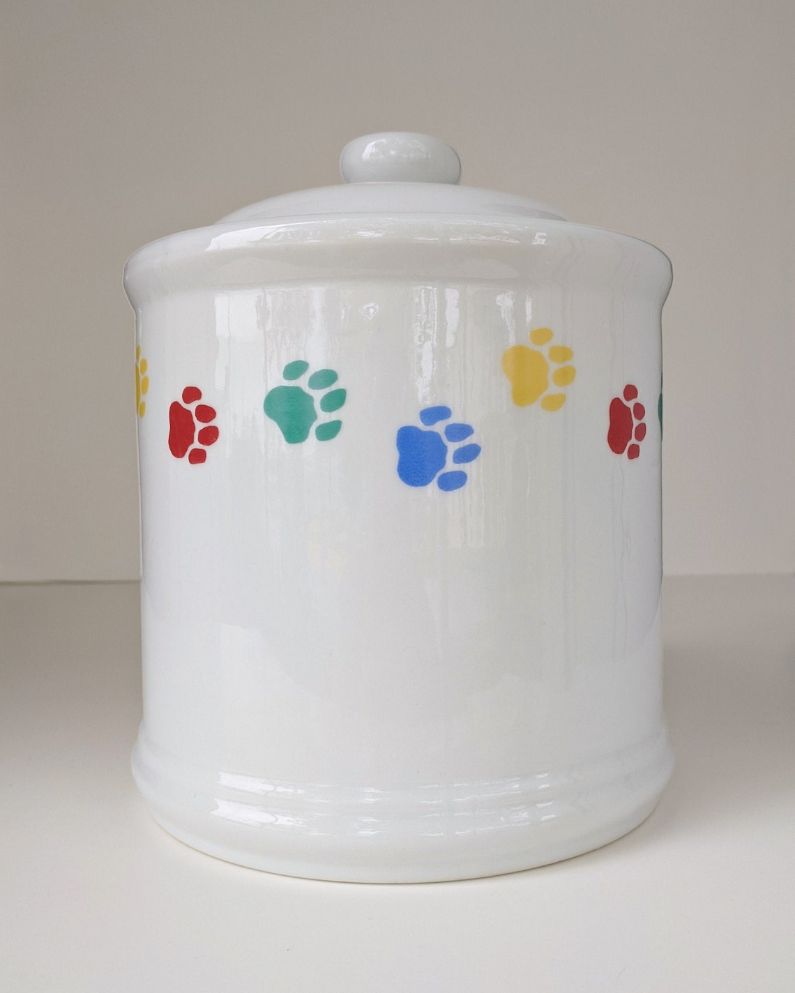 Cat Food Canister Paw Print Design Ceramic Treat Jar Pet Food Etsy