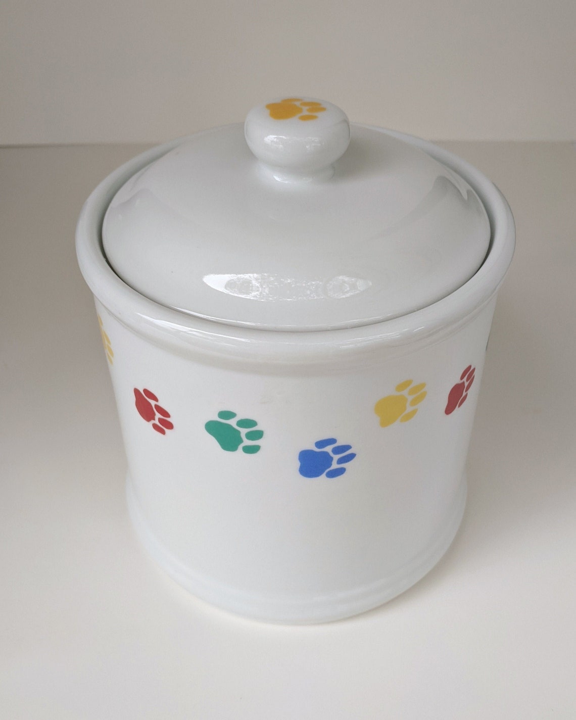 Cat Food Canister Paw Print Design Ceramic Treat Jar Pet Food Etsy