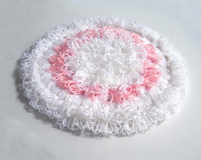 Pet Rug White Pink 17inch Round Reversible Cat Bed Rug Dog Etsy