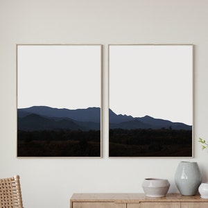 Set of 2 Prints ,Art Prints ,Digital Prints, Mountain Art, Printable Wall Art, Large Wall Art, Poster, Deep Blue ,Mountain Print, Art Print