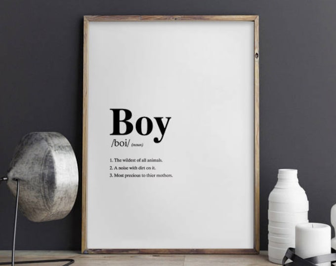 Boy Definition Print Definition Print Quote Print Wall | Etsy