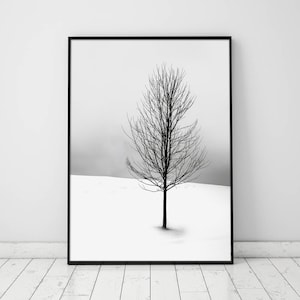 Minimalism Tree Print, Winter Tree Print, Modern Wall Art, Black and White Art, Nature Wall Art, Wall Decor, Printable Wall Art, Living Room