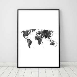 World Map,Minimalist,World Map Poster,World Map Print,Wall Art,Black and White,Living Room Wall Art,Printable Wall Art,Affiche,Poster