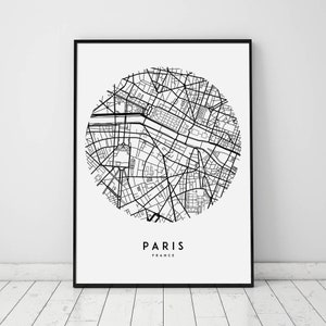 パリの地図、パリのプリント、地図のプリント、パリのポスター、パリのスカイライン、都市のポスター、パリの壁アート、ギフト、室内装飾、旅行、張り紙、壁装飾
