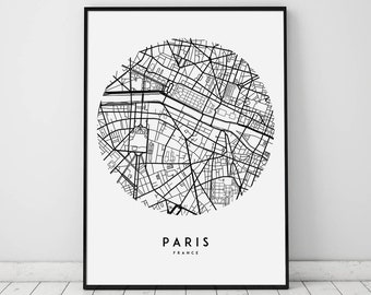 Paris Karte, Paris Druck, Karte Druck, Paris Poster, Paris Skyline, Stadt Poster, Paris Wandkunst, Geschenk, Home Decor, Reisen, Affiche, Wand-Dekor