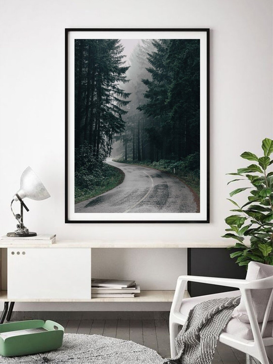 Mist Forest Print, Landscape Poster, Highway, Scandinavian Wall Art ...