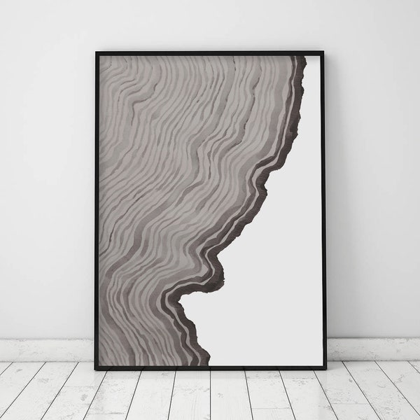 Tree ring wall art, Kinfolk Decor, Wood Prints, Watercolor wall art, Minimalist print, Watercolor print, Abstract print, Printable Pine Tree