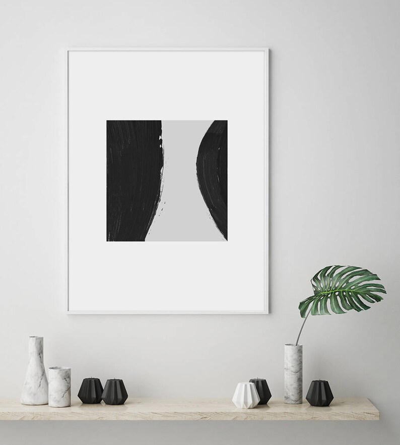 Abstract Minimalist Wall Art Modern Black and White Wall Art Etsy