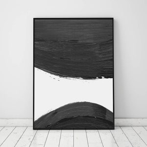 Black and White Wall Art, Abstract Painting, Modern Wall Art, Printable Wall Art, Giclee Print, Living Room Wall Art, Wall Decor