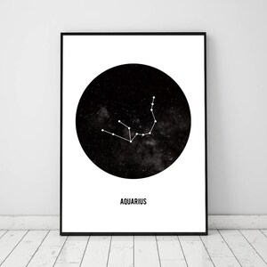 Wassermann Drucke, Sternzeichen Druck, Sternzeichen Geschenk Wassermann, Wassermann Konstellation Druck, druckbare Wandkunst, Wand-Dekor, Sternkarte Druck, Schlafzimmer Wandkunst