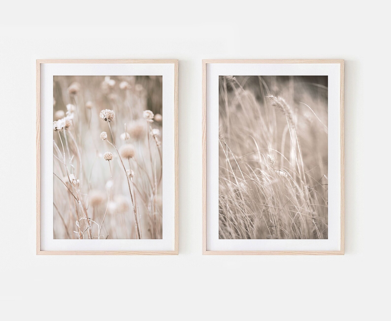 Set of 2 Beige Grass Prints Dried Grass Wall Art Nature Wall Etsy