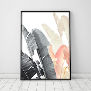 Banana leaves,Tropical decor,Banana leaf,Plant Photography,Large wall art,Banana leaf print,Dining room decor,Botanical print,Trending Now