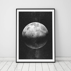 Moon Galaxy Art Print, Contemporary Art, Printable Wall Art,Modern Wall Art, Large Wall Art, Bedroom wall decor, Gallery wall art