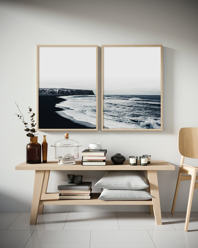 Coastal Set Print Coastal Wall Art Ocean Black and White Etsy