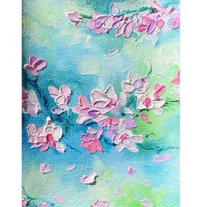 Sakura Oil Painting Bonsai Tree Sakura Blossoms Floral Wall Decor Asian Japanese Wall Art Mini Sakura Cherry Blossom By Inna Boiko 5x4" p