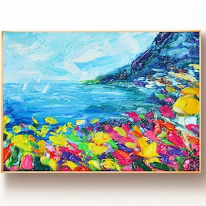Laguna Beach Painting Seascape Original Art Original Oil Painting Seascape Impasto Oil Painting Abstract Tropical Beach Wall Art Landscape