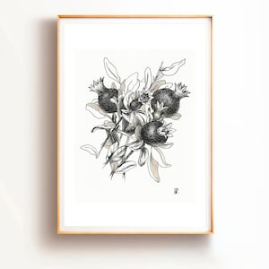 Pomegranate Painting Original Artwork, Pomegranates Fruit, Still Life Flowers Fruits Painting, Fruit Wall Art, Kitchen Art Floral Wall Art