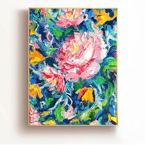 Rose Flowers Oil Painting Original Floral Art Bouquet of Roses Painting Original Art, Floral Painting, Flowers Modern Art, Impasto, Gift