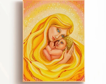 Mother and Baby Print: Breastfeeding Art - Mom's Hug - Mother's Blessing