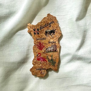 Imán de Cerdeña para el hogar, imán de corcho para refrigerador, imán de mapa de Cerdeña, imán de decoración de corcho verde de recuerdo de Cerdeña, imán de arte, imán de casillero