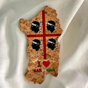Magnet Sardaigne en liège pour réfrigérateur, drapeau de la Sardaigne Magnets en liège, souvenirs de Sardaigne, objets en liège