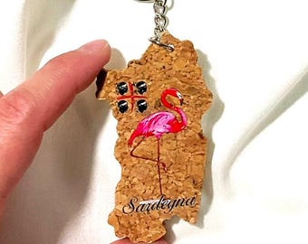 Sardinia Flamingo Cork Keychain: Sardinian Souvenir