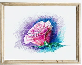 Rose Painting - Floral Wall Art - Rose Print Artwork - Pink Roses Flower Decor - Unique Gift Birthday Gifts