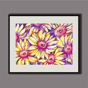 Sunflower Painting Daisy Original Art Flower Artwork Painting Small Floral Wall Art Meadow Painting Floral Original Art Sunflowers Wall Art