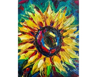 Sunflowers Art, Original Oil Painting, Sunflower Oil Artwork, Flower Original Wall Art, French Country Art, Birthday Gift, Farmhouse Decor