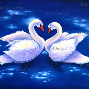 Swan Painting Canvas Oil Painting Original Art Swans Wall Art Couple In Love Original Artwork Birds Painting Love Art Birthday Gift Wedding