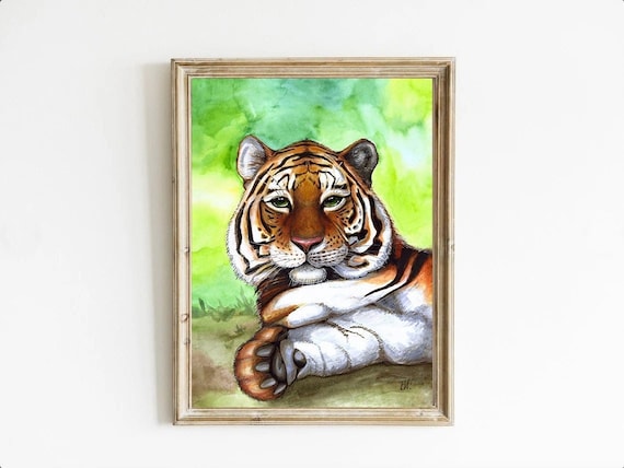 Watercolor Tiger Art Print: Colorful Big Cat Wall Art