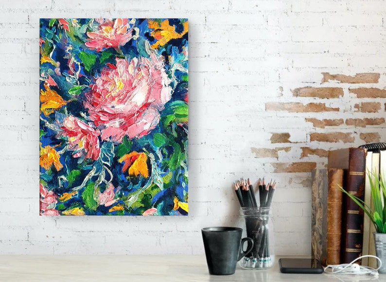 Rose Flowers Oil Painting Original Floral Art