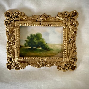 Mini Farm Oil Painting, Small Landscape