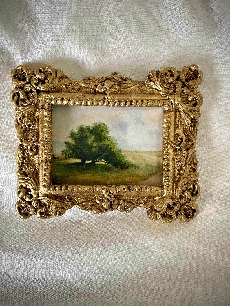 Mini Farm Oil Painting, Small Landscape