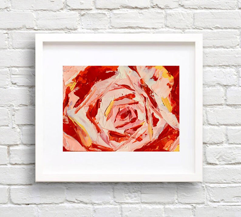 Impasto Roses Art Small Painting Birthday gift