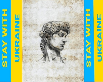 Michelangelo David Sketch Art Print: Charcoal Drawing (Digital Download)
