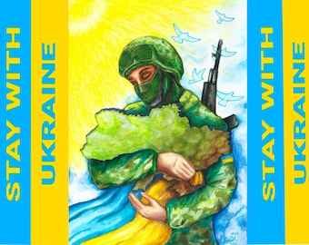 Ukraine Flag Stand With Ukraine, Ukrainian Soldier, Ukranian art Peace In Ukraine, Stay with Ukraine, Ukrainian art digital, Ukraine Support