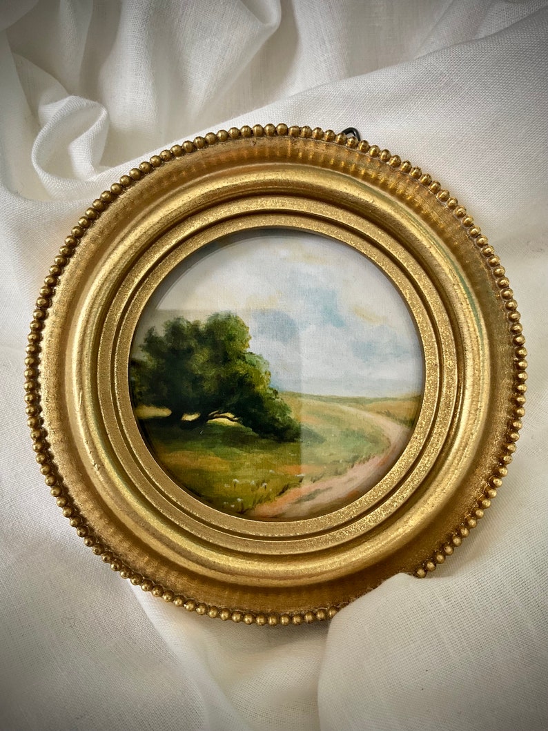 Small Landscape Oil Painting Framed Vintage Style Art Print Etsy