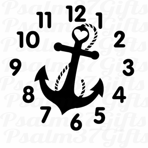 anchor with heart Clockface SVG file for Cricut silhouette cutting machines cricket