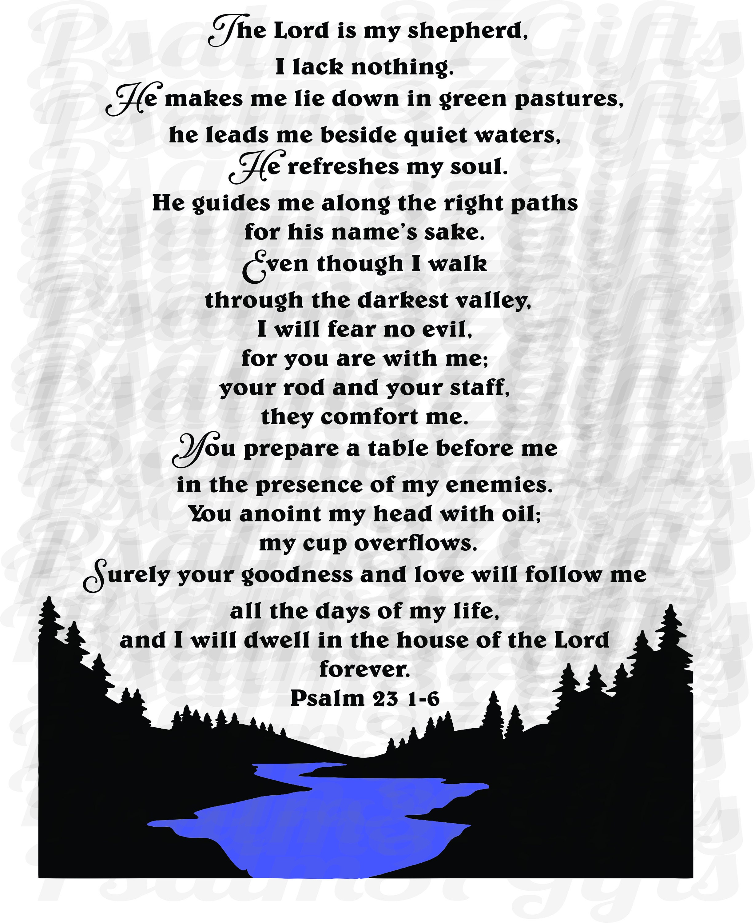 Salmos ジクレー プリント Psalm 23 1-6 Svg He Leads Me Beside Still Waters Svg Bible