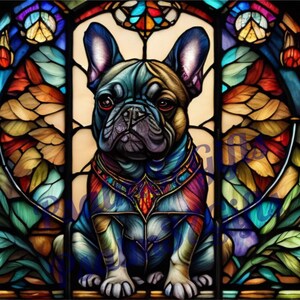 Stained glass French Bulldog Sublimation Graphic PDF Jpeg PNG Instant Download  tumbler wrap wind suncatcher gift High Resolution AI