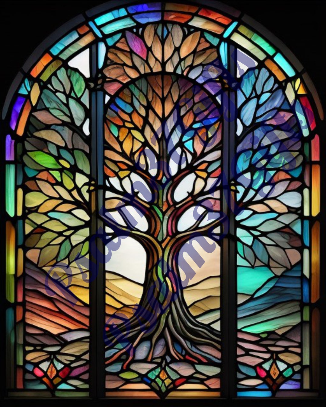 Stained Glass Tree of Life Graphic PDF Jpeg PNG Sublimation Background ...