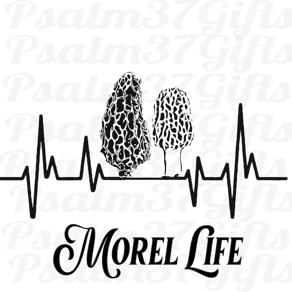 Morel Life Mushroom heartbeat SVG file for Cricut silhouette cutting machines