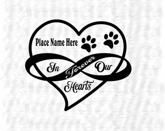 pet loss SVG pet bereavement svg forever in our hearts svg paw prints svg heart eternity svg for Cricut 4 pet memorial decals shadow boxes