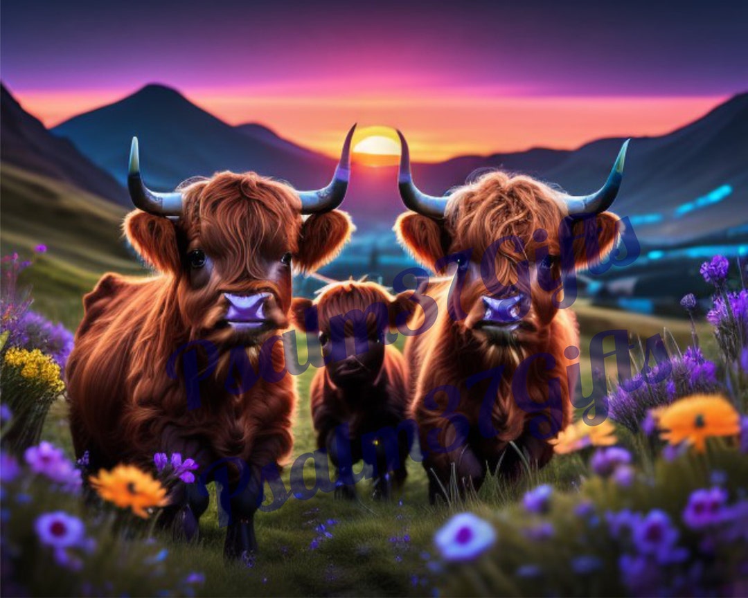 Highland Cows Graphic Jpeg PNG PDF Sublimation Instant Download Tumbler ...