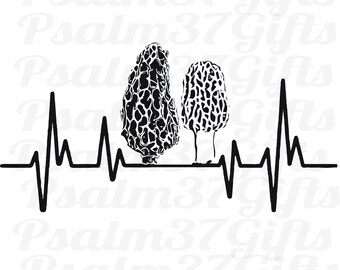 Morrell Svg Morel mushroom svg HEARTBEAT cool art mycology morel mushrooms hunting ...