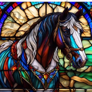 3D Horse stained glass Jpeg Pdf Graphic Sublimation tumbler wrap wind suncatcher tote bag shirt gifts High Res 600 DPI AI Instant Download