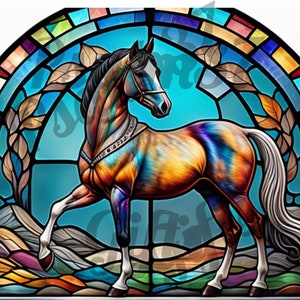 3D Horse stained glass Jpeg Pdf Graphic Sublimation tumbler wrap wind suncatcher tote bag shirt gifts High Res AI craft project pattern