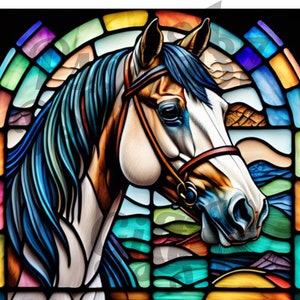 3D Horse stained glass Jpeg Pdf Graphic Sublimation tumbler wrap wind suncatcher tote bag shirt gifts High Res 600 DPI AI Instant Download